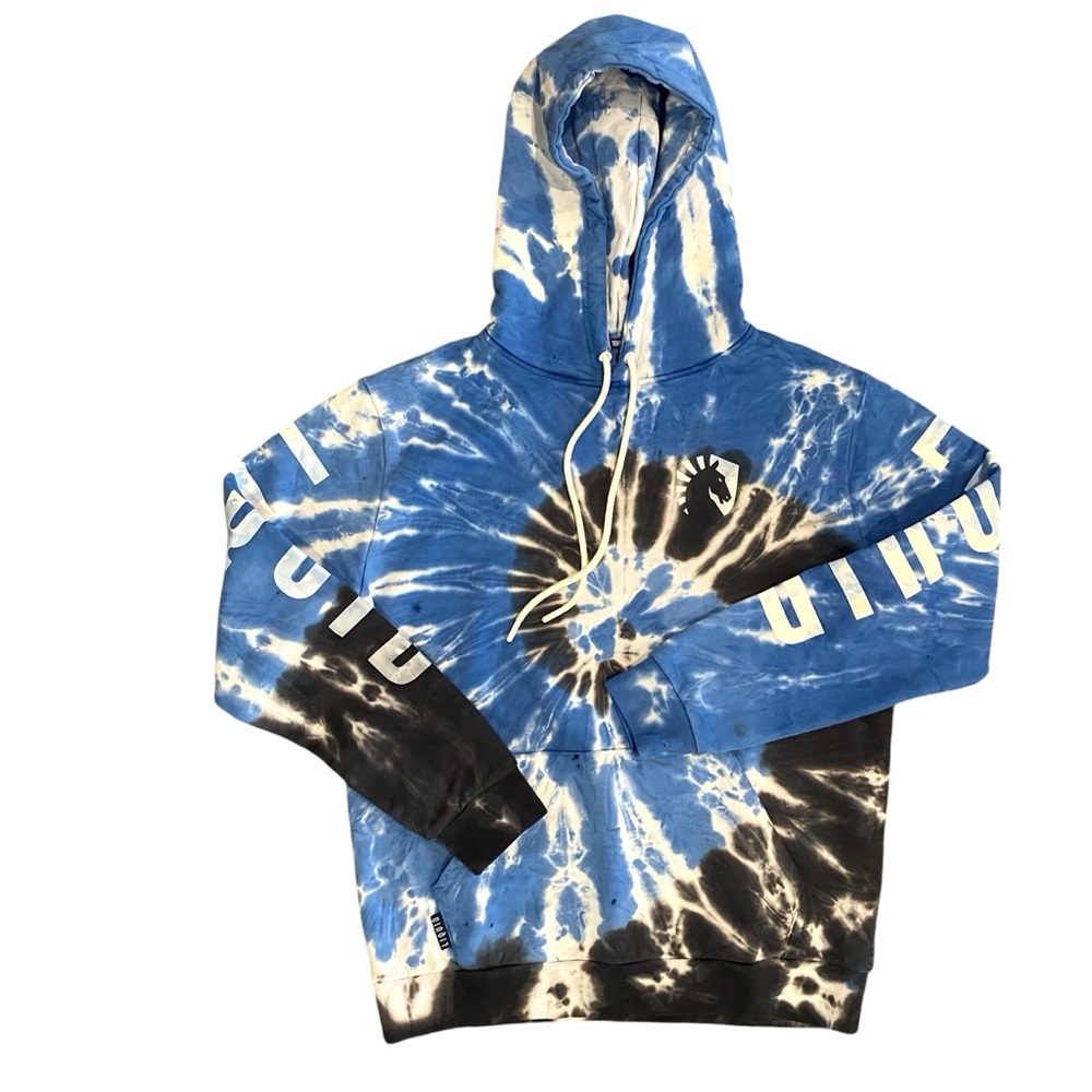 Team Liquid Heritage Spiral Tie‎ Dye Pullover Hoodie Men's Blue Black Medium